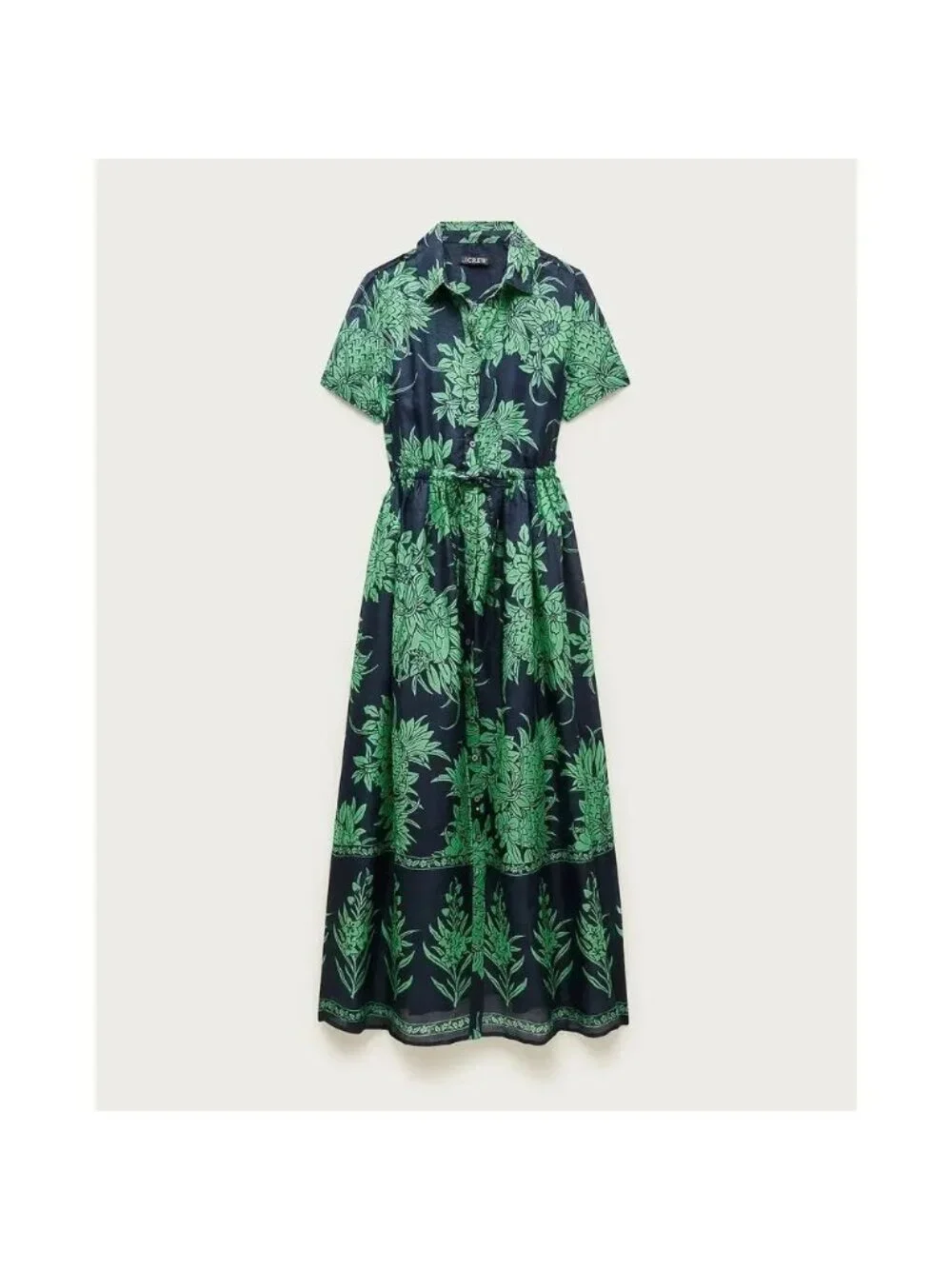 NWT J.Crew Cerise Shirt-Dress Sz 12 Tropical Pineapple Garden Navy Matcha Resort